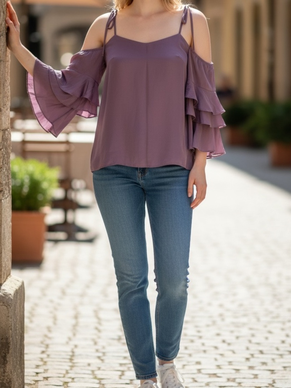 Express Mauve Purple Ruffle Top XS NWT Coquette Romantic Date Night Y2K Office